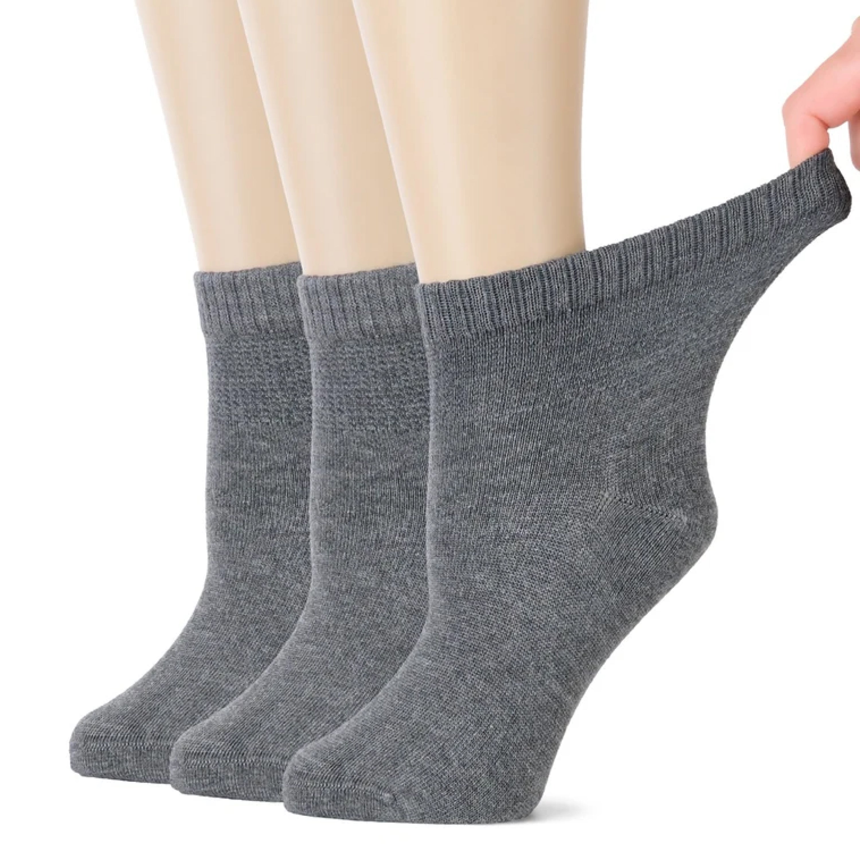 Women's Comfortable Diabetic Bamboo Ankle Socks for Swollen Legs, 3 Pairs